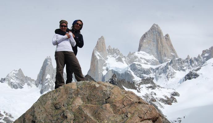 Lola et Nico au Cerro Torrre, El Chalten, Amérique du sud